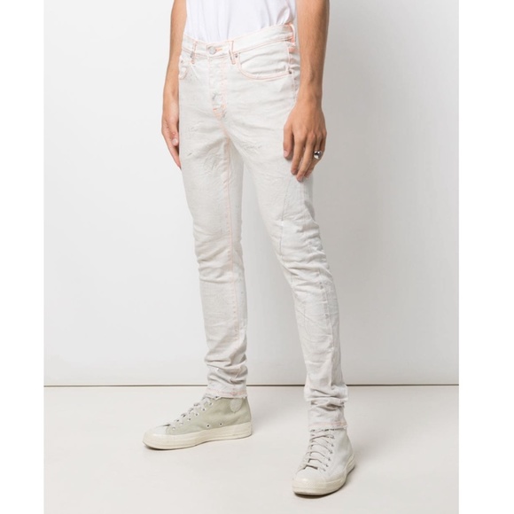 Purple Brand P001 White Neon Stitch Orange Jeans NWT Sz 34 - Picture 1 of 15